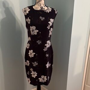 Banana Republic Black and White Floral Midi Dress